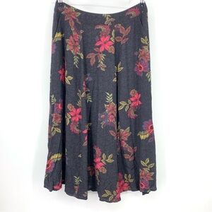 Fat Face Women Size 8 Medium Skirt Long‎ Midi Pull On Black Red Floral Printed